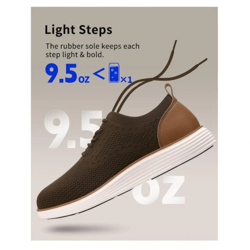 VILOCY Men's Brown Casual Business Mesh Breathable Oxford Sneakers -11W 44 EUR W